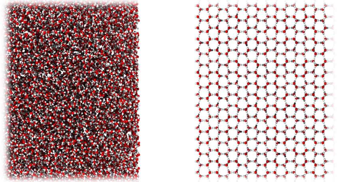 Un ghiaccio come un'istantanea di acqua liquida