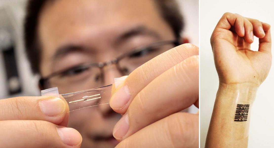 >Un nuovo dispositivo di elaborazione elastico, che sembra una pelle, analizza i dati sulla salute con un'intelligenza artificiale che imita il cervello