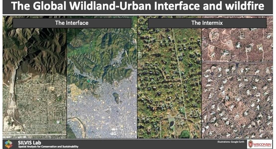 Immagini satellitari che descrivono in dettaglio i diversi tipi di WUI esistenti