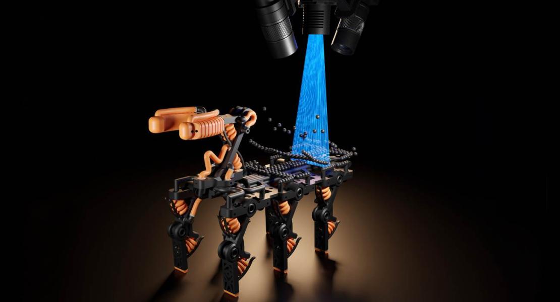 Questo rendering mostra un robot che viene costruito strato per strato utilizzando il nuovo processo.