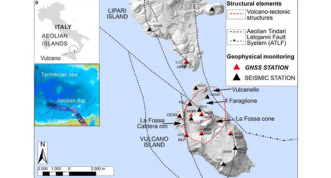 Area di studio tra Vulcano e Lipari, che include l'area della faglia eoliana di Tindari Letojanni.