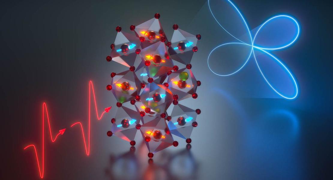 Materiale antiferromagnetico guidato da una coppia di intensi impulsi THz