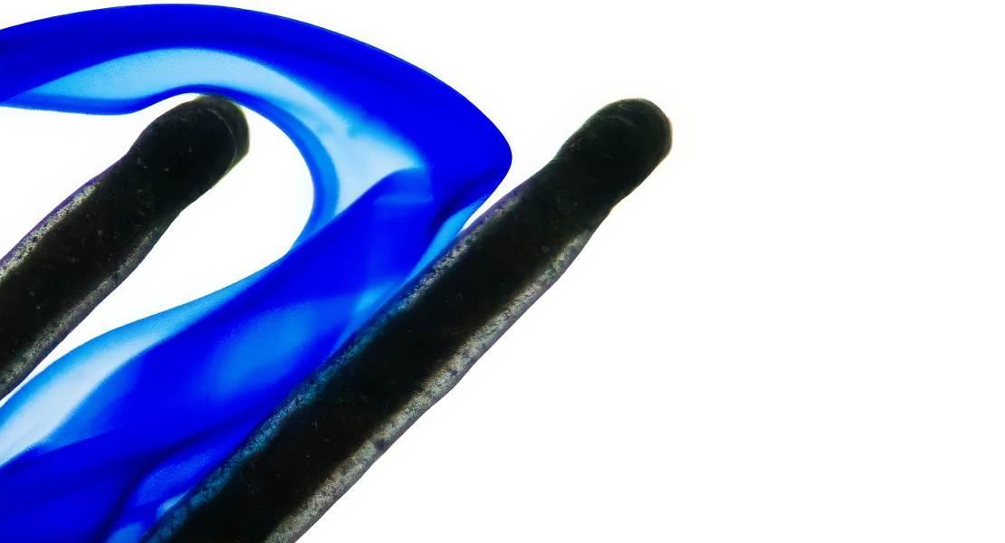 Il liquido blu rappresenta la struttura del flusso tra le piastre filtranti nell'apparato sperimentale.
