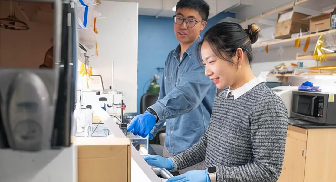 Gli autori principali Hong Han e Xiaotian Ma collaborano con il Professor Wei Gao su esperimenti che coinvolgono la propulsione acustica dei microrobot guidata da imaging ad ultrasuoni.