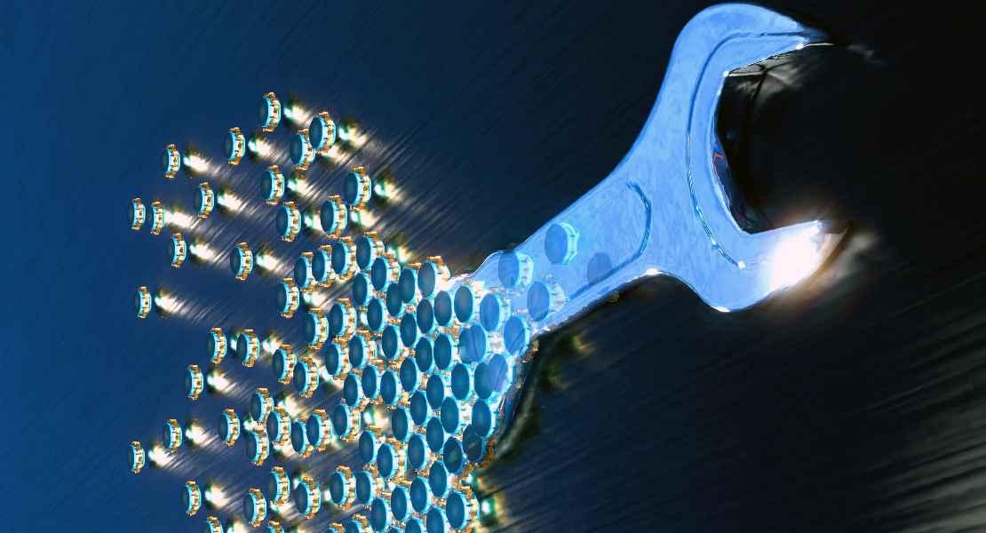 La rappresentazione di un artista di un collettivo simile al materiale di robot che forma un dispositivo rigido.